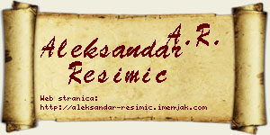 Aleksandar Resimić vizit kartica